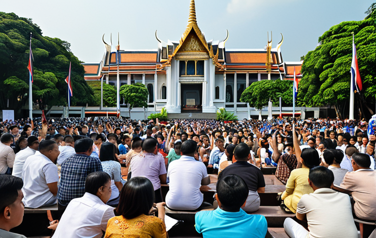 **

"Thai citizens participating in a public forum, expressing opinions on a proposed government policy. Focus on the diverse representation and engagement. Background: government building, Bangkok cityscape."

**
