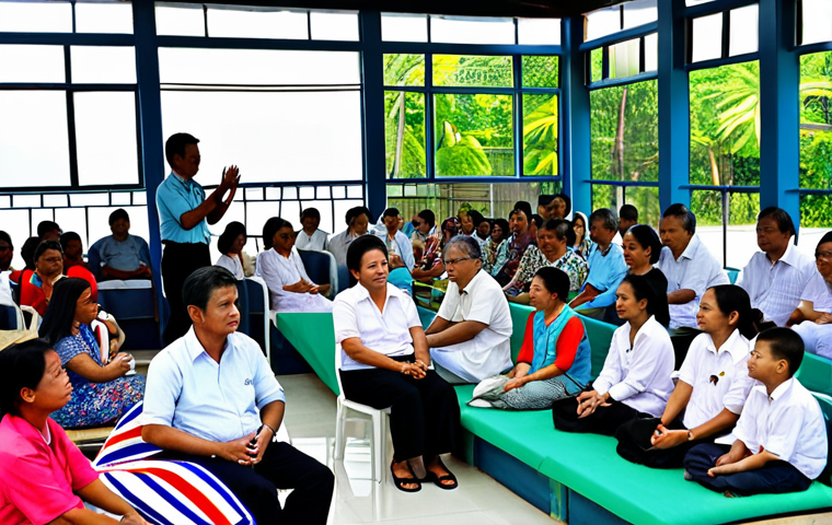 Public Policy & Civic Engagement**

"A diverse group of Thai citizens participating in a public forum in Bangkok, discussing local community development initiatives.  The setting is a modern, well-lit community center.  Everyone is fully clothed in appropriate attire for a public meeting, including traditional Thai clothing. Safe for work, appropriate content, fully clothed, professional, modest, family-friendly, perfect anatomy, correct proportions, natural pose, well-formed hands, proper finger count, natural body proportions, professional photography, high quality."

**