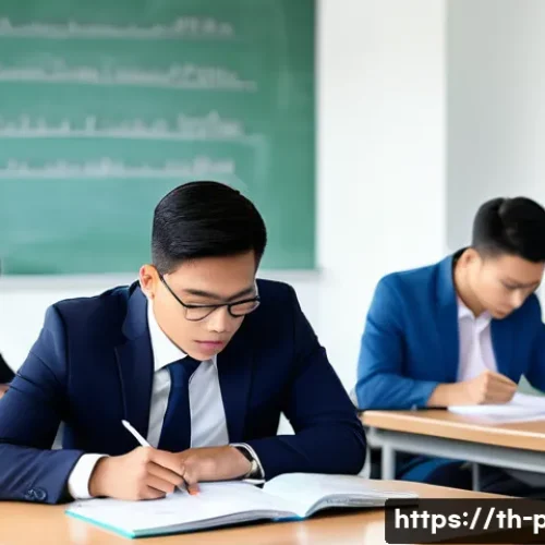 Home 31 공공정책 실기 시험 준비법 - A professional Thai public policy exam setting showing a diverse group of adult students thoughtfull...
